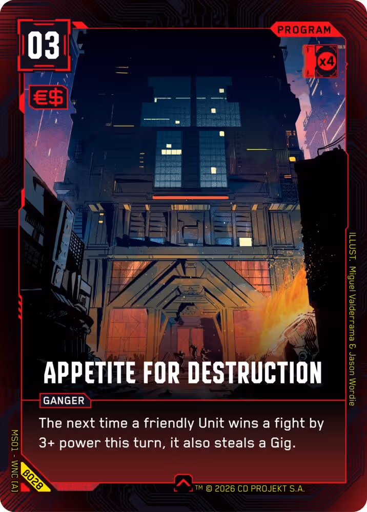 Appetite for Destruction Cyberpunk TCG card