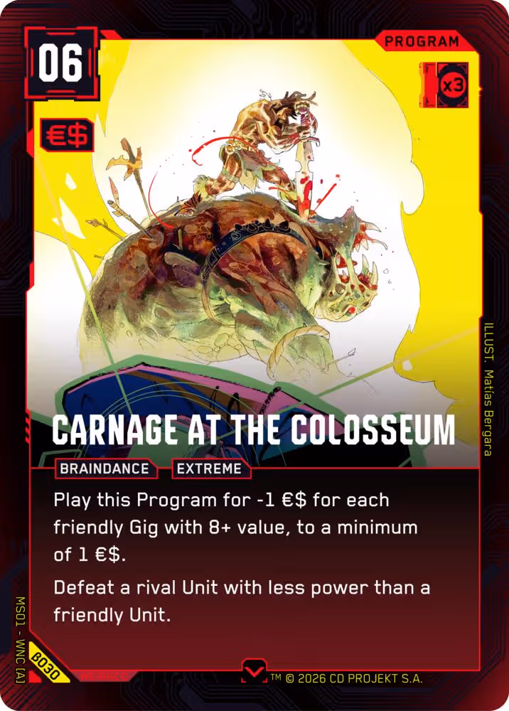 Carnage at the Colosseum Cyberpunk TCG card