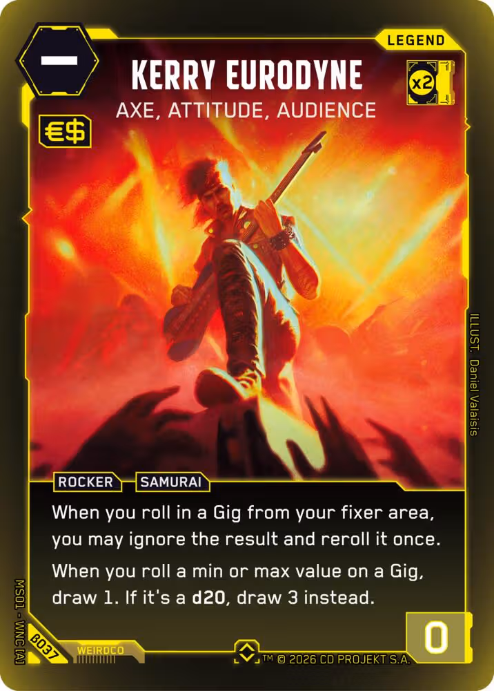 Kerry Eurodyne - Axe, Attitude, Audience Cyberpunk TCG card