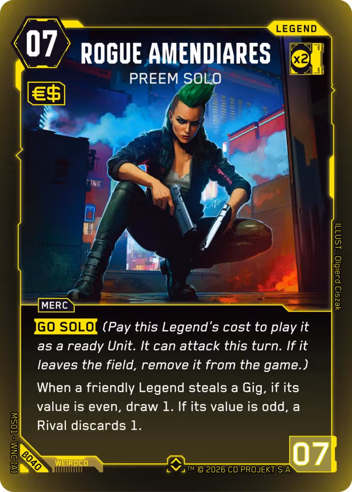 Rogue Amendiares - Preem Solo Cyberpunk TCG card