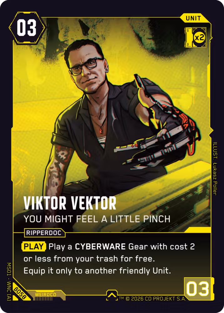 Viktor Vektor - You Might Feel a Little Pinch Cyberpunk TCG card