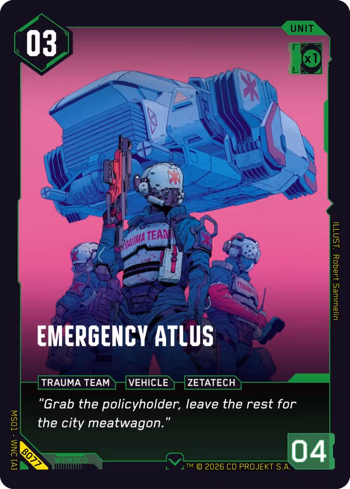 Emergency Atlus Cyberpunk TCG card