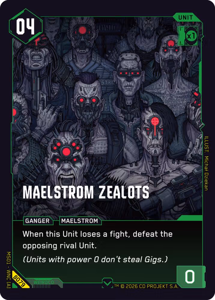 Maelstrom Zealots Cyberpunk TCG card
