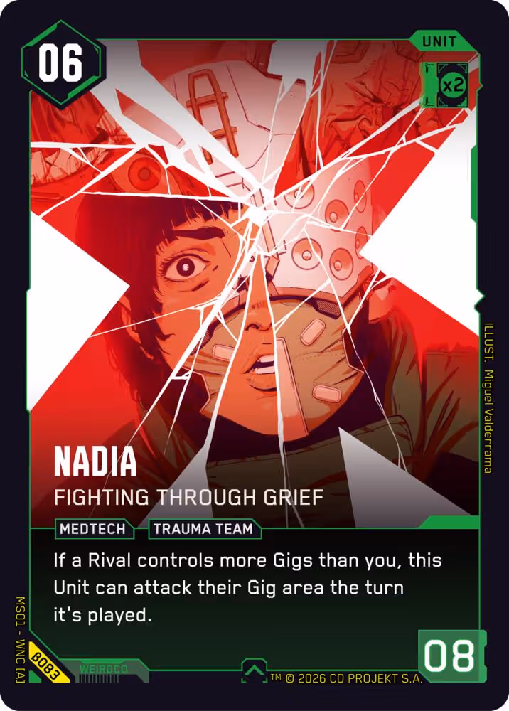 Nadia - Fighting Through Grief Cyberpunk TCG card