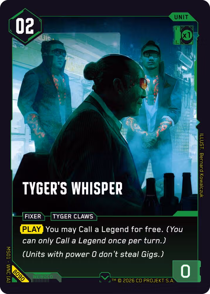 Tyger's Whisper Cyberpunk TCG card