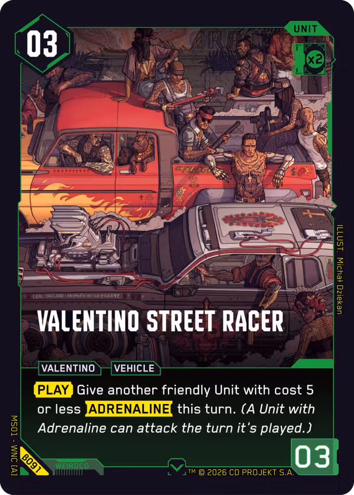 Valentino Street Racer Cyberpunk TCG card
