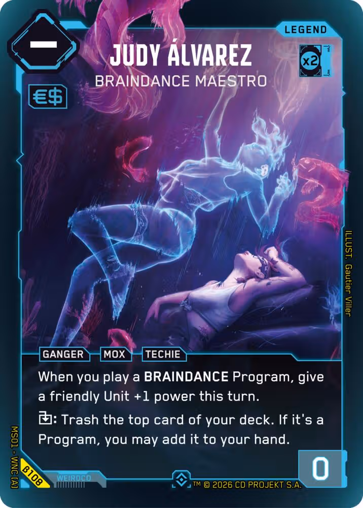 Judy Alvarez - Braindance Maestro Cyberpunk TCG card