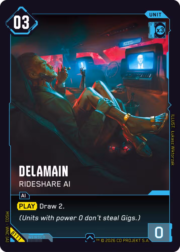 Delamain - Rideshare AI Cyberpunk TCG card