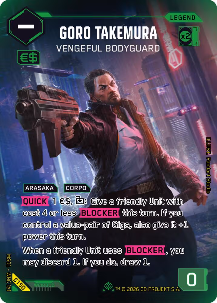 Goro Takemura - Vengeful Bodyguard B150 Cyberpunk TCG card