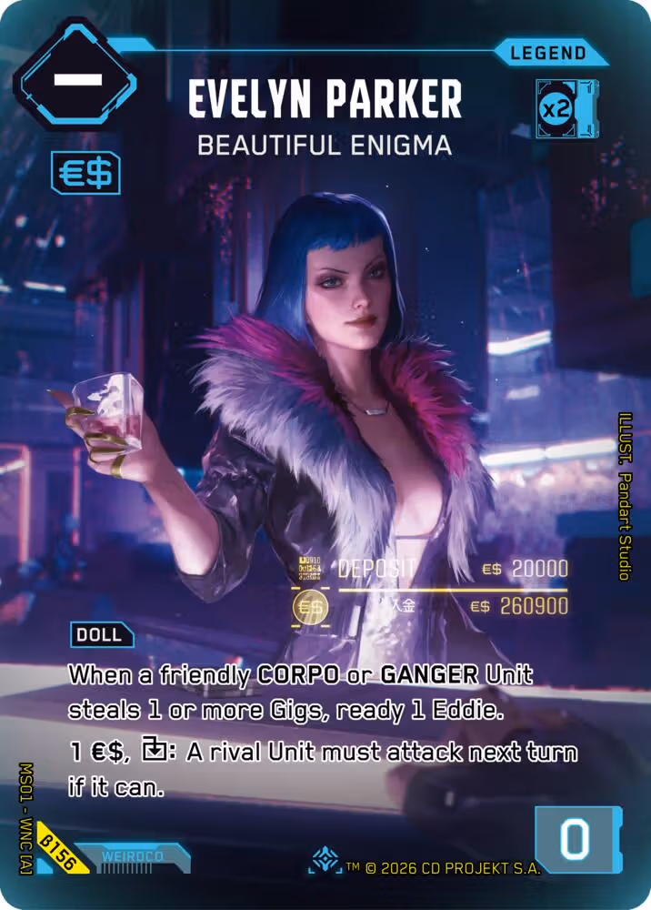 Evelyn Parker - Beautiful Enigma B156 Cyberpunk TCG card