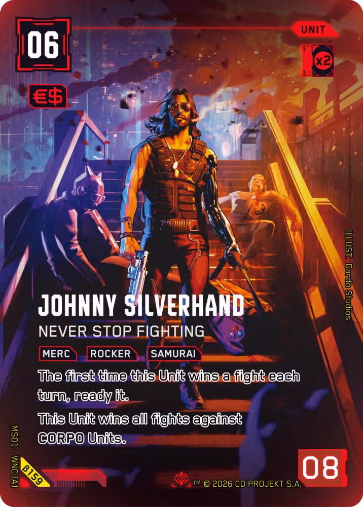 Johnny Silverhand - Never Stop Fighting B159 Cyberpunk TCG card