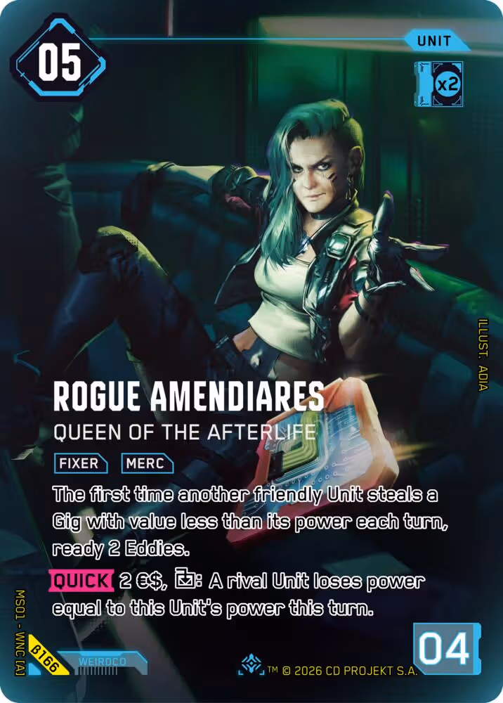 Rogue Amendiares - Queen of the Afterlife B166 Cyberpunk TCG card
