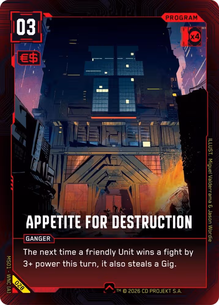 Appetite for Destruction 028 Cyberpunk TCG card