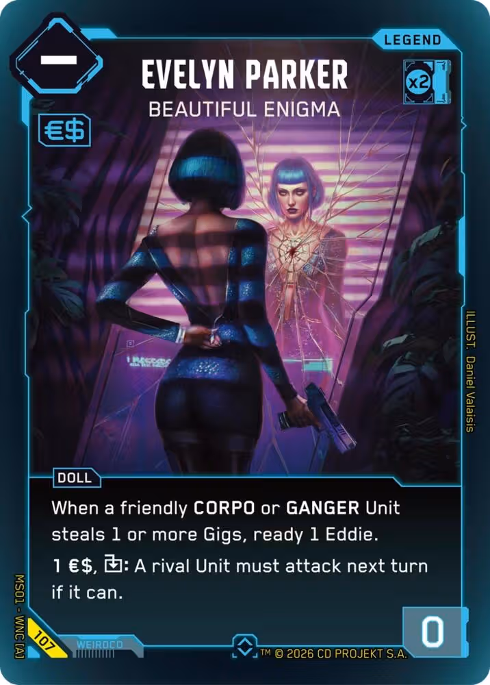 Evelyn Parker - Beautiful Enigma 107 Cyberpunk TCG card