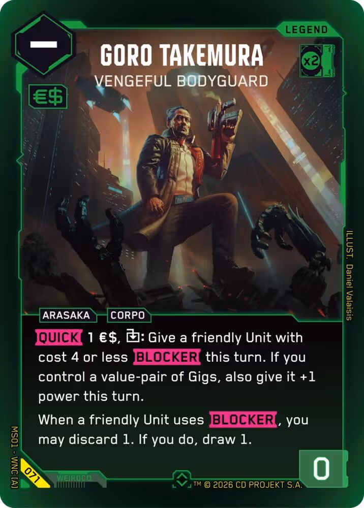 Goro Takemura - Vengeful Bodyguard 071 Cyberpunk TCG card