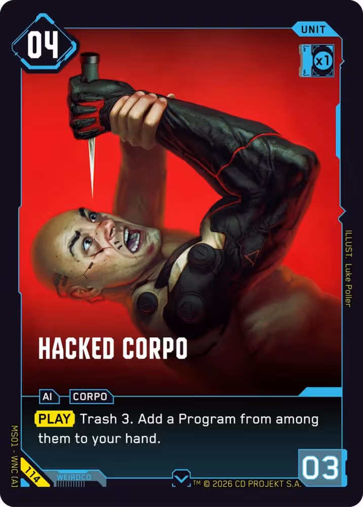 Hacked Corpo 114 Cyberpunk TCG card