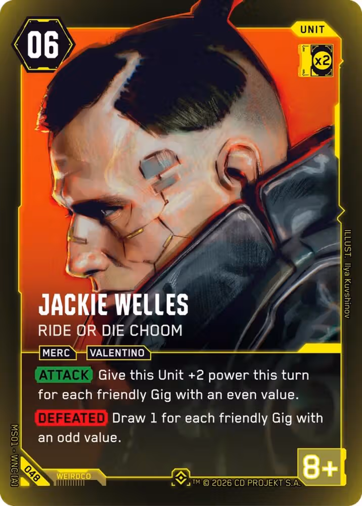 Jackie Welles - Ride or Die Choom 048 Cyberpunk TCG card