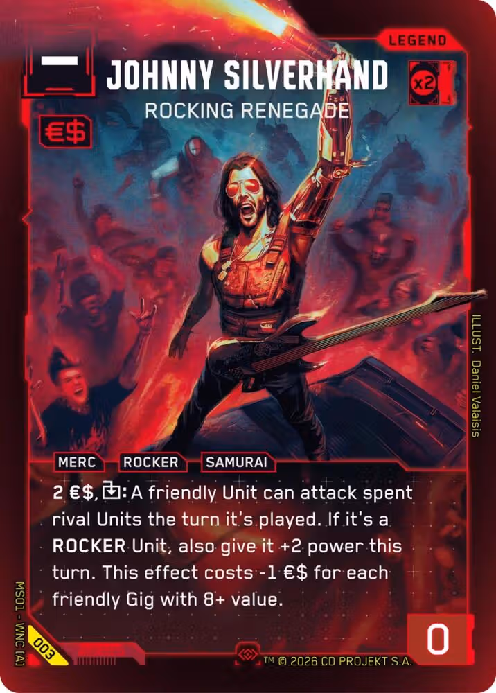 Johnny Silverhand - Rocking Renegade Welcome to Night City 003 Cyberpunk TCG card