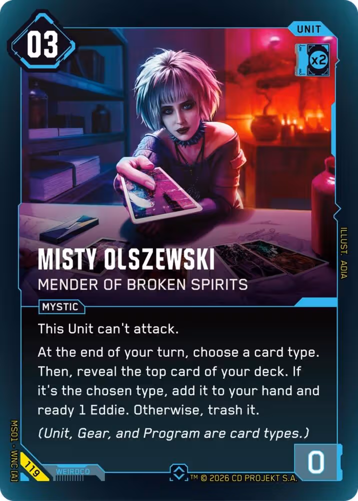 Misty Olszewski - Mender of Broken Spirits 119 Cyberpunk TCG card