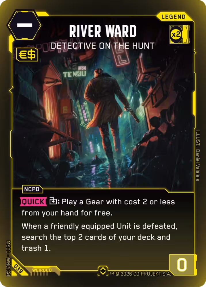 River Ward - Detective on the Hunt Welcome to Night City 039 Cyberpunk TCG card