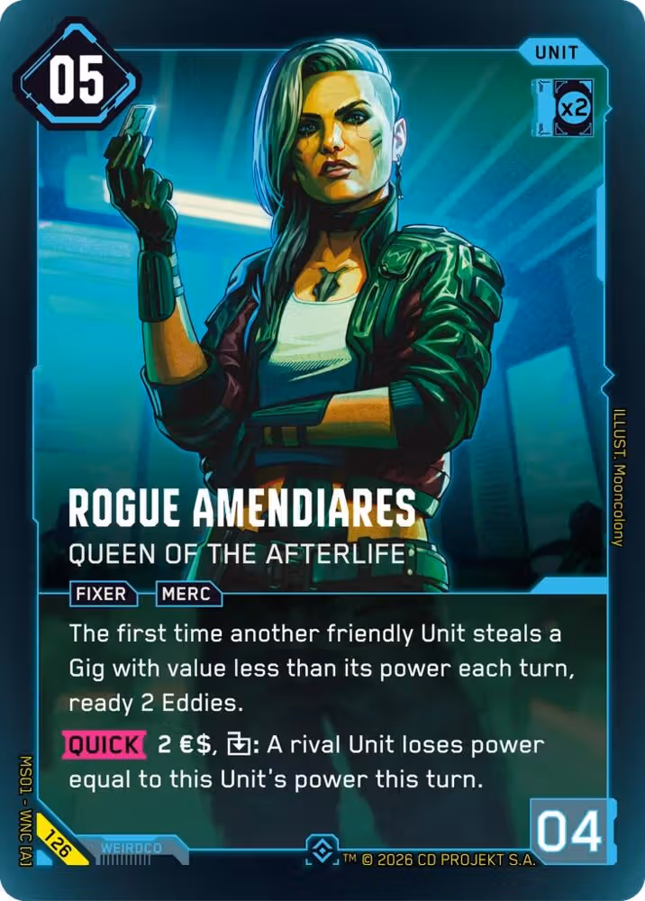 Rogue Amendiares - Queen of the Afterlife 126 Cyberpunk TCG card