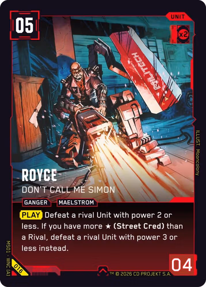 Royce - Don't Call Me Simon 016 Cyberpunk TCG card