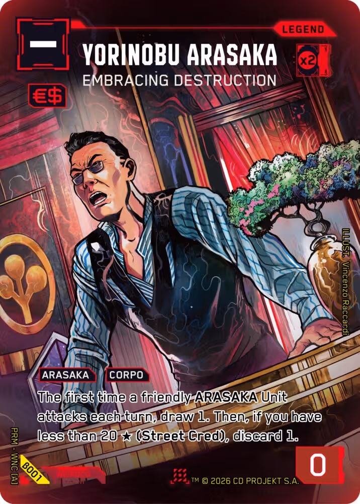 Yorinobu Arasaka - Embracing Destruction B001 Cyberpunk TCG card