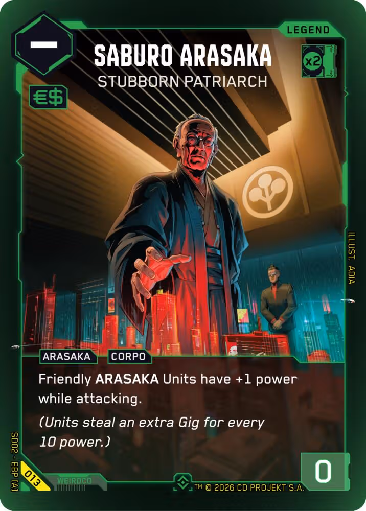 Saburo Arasaka - Stubborn Patriarch 013 Cyberpunk TCG card