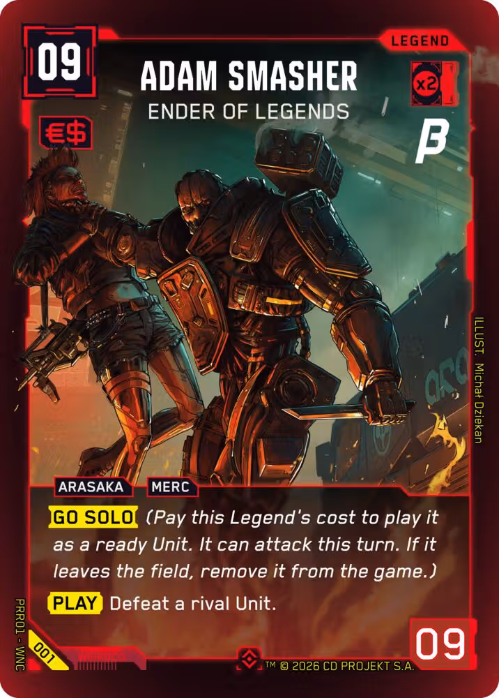 Adam Smasher - Ender of Legends 001 Cyberpunk TCG card