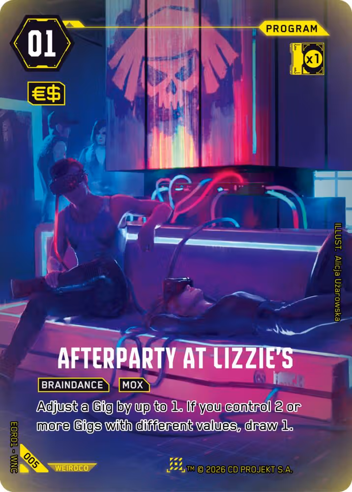 Afterparty at Lizzie's 005 Cyberpunk TCG card