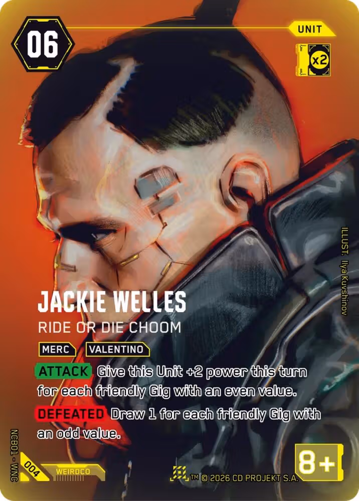 Jackie Welles - Ride or Die Choom 004 Cyberpunk TCG card